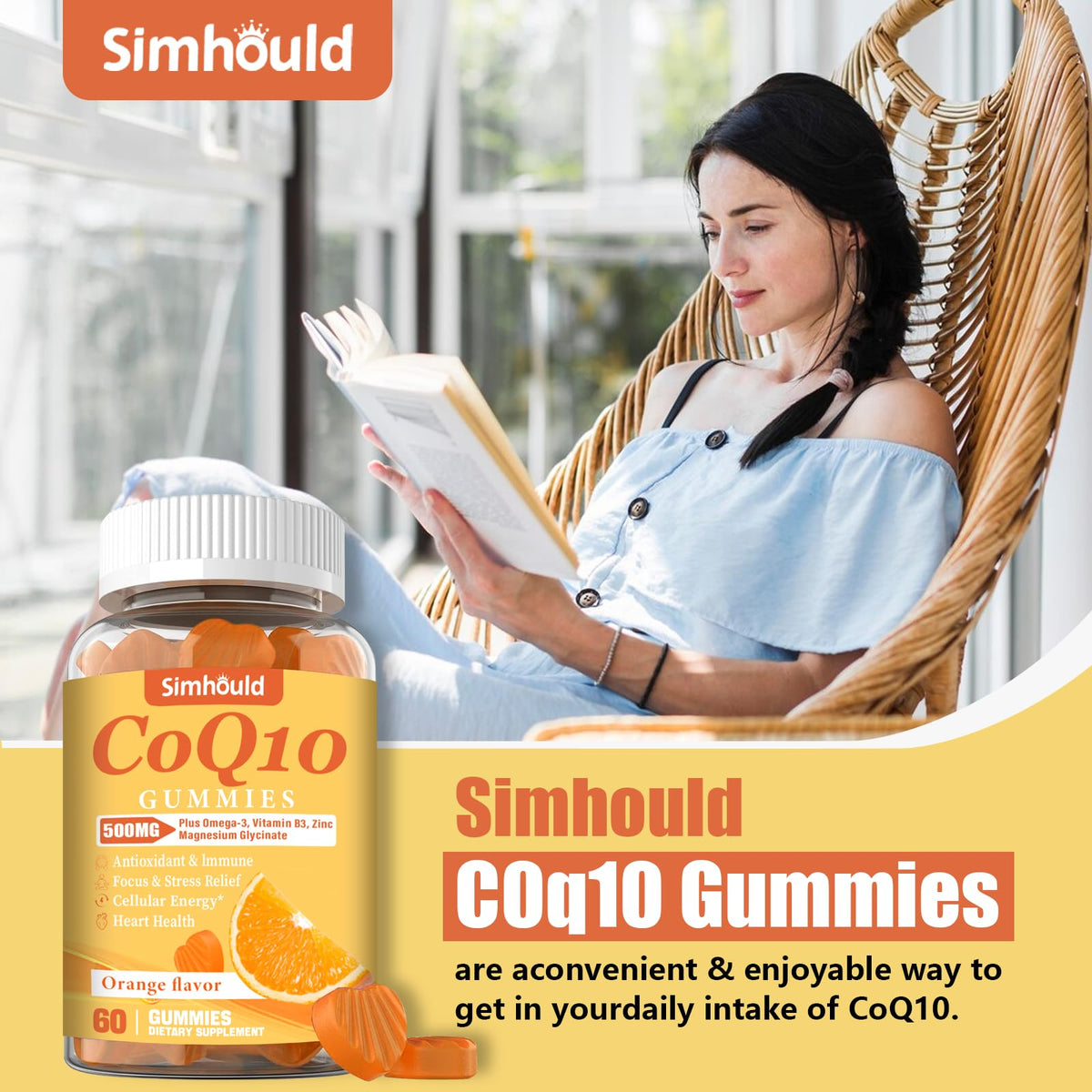 Simhould CoQ10 Gummies 500MG with fresh fruit