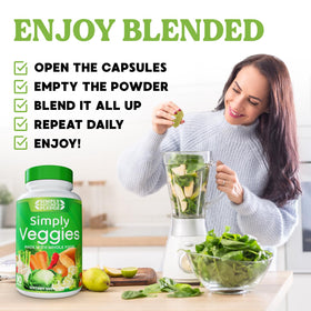 Simply Nature's Pledge Whole Food Superfood Supplement on a wooden table
