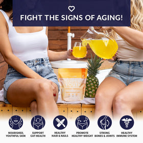 SkinnyFit Super Youth Collagen Powder mixed in a glass of water
