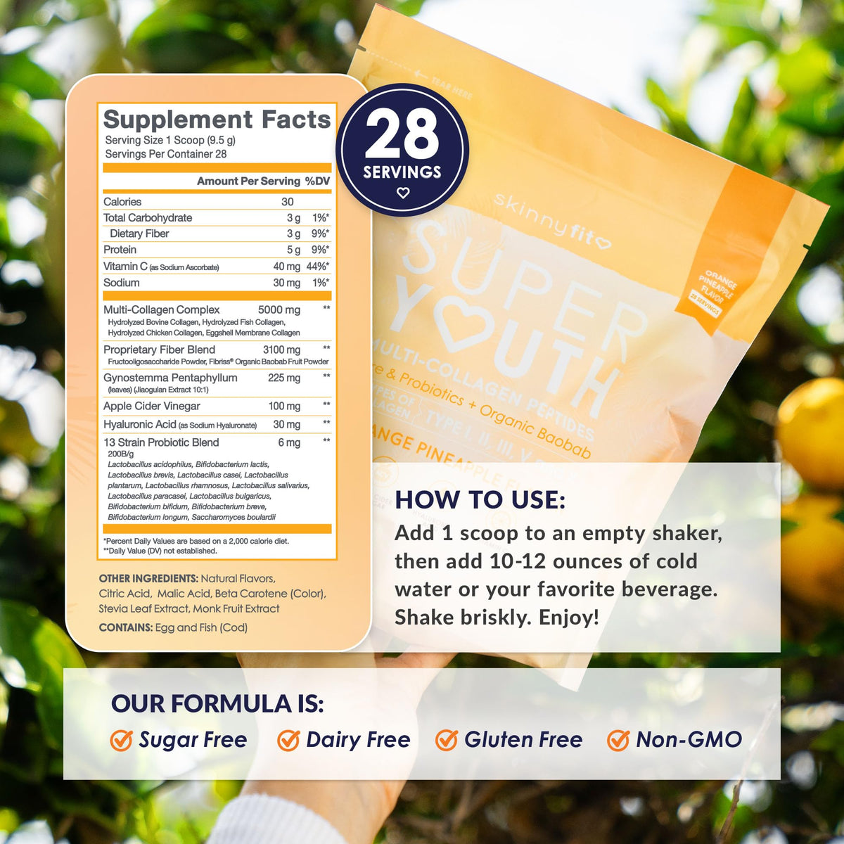 SkinnyFit Super Youth Collagen Powder nutritional information