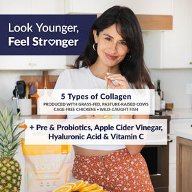 SkinnyFit Super Youth Collagen Powder scoop with orange pineapple powder