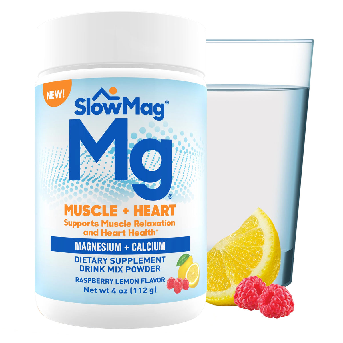 SlowMag Magnesium Powder Raspberry Lemon front view