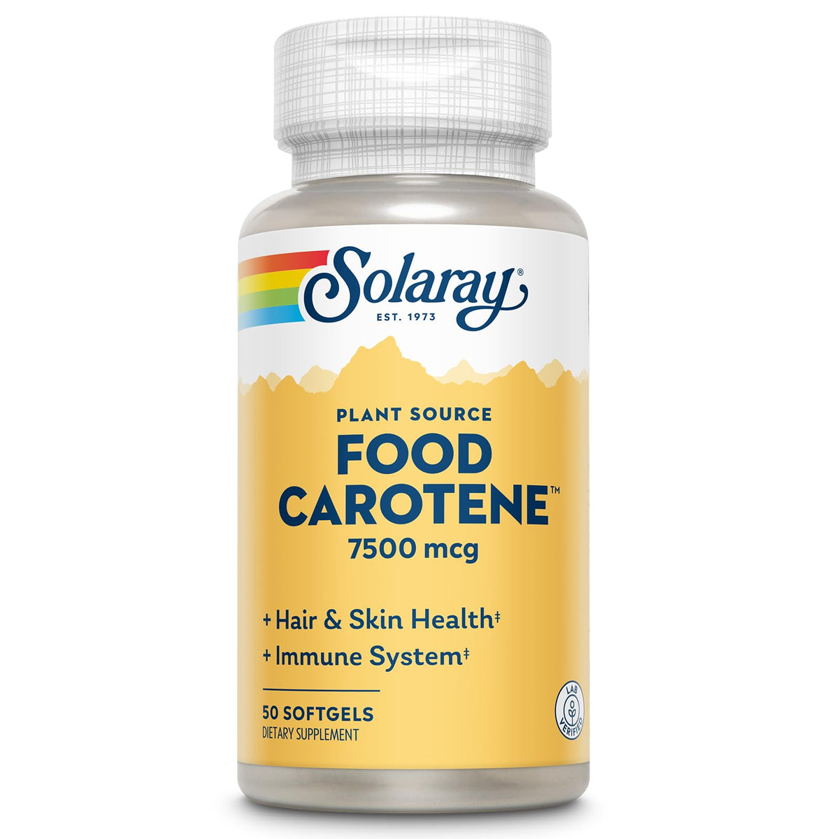 SOLARAY Food Carotene 25000IU softgel bottle front view