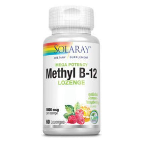 SOLARAY Methyl B12 5000mcg Raspberry-Lemon lozenge front view