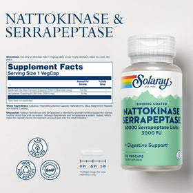 SOLARAY Nattokinase Serrapeptase 30 VegCaps side view