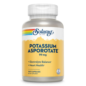 SOLARAY Potassium Asporotate Chelated Supplement 100 capsules front view