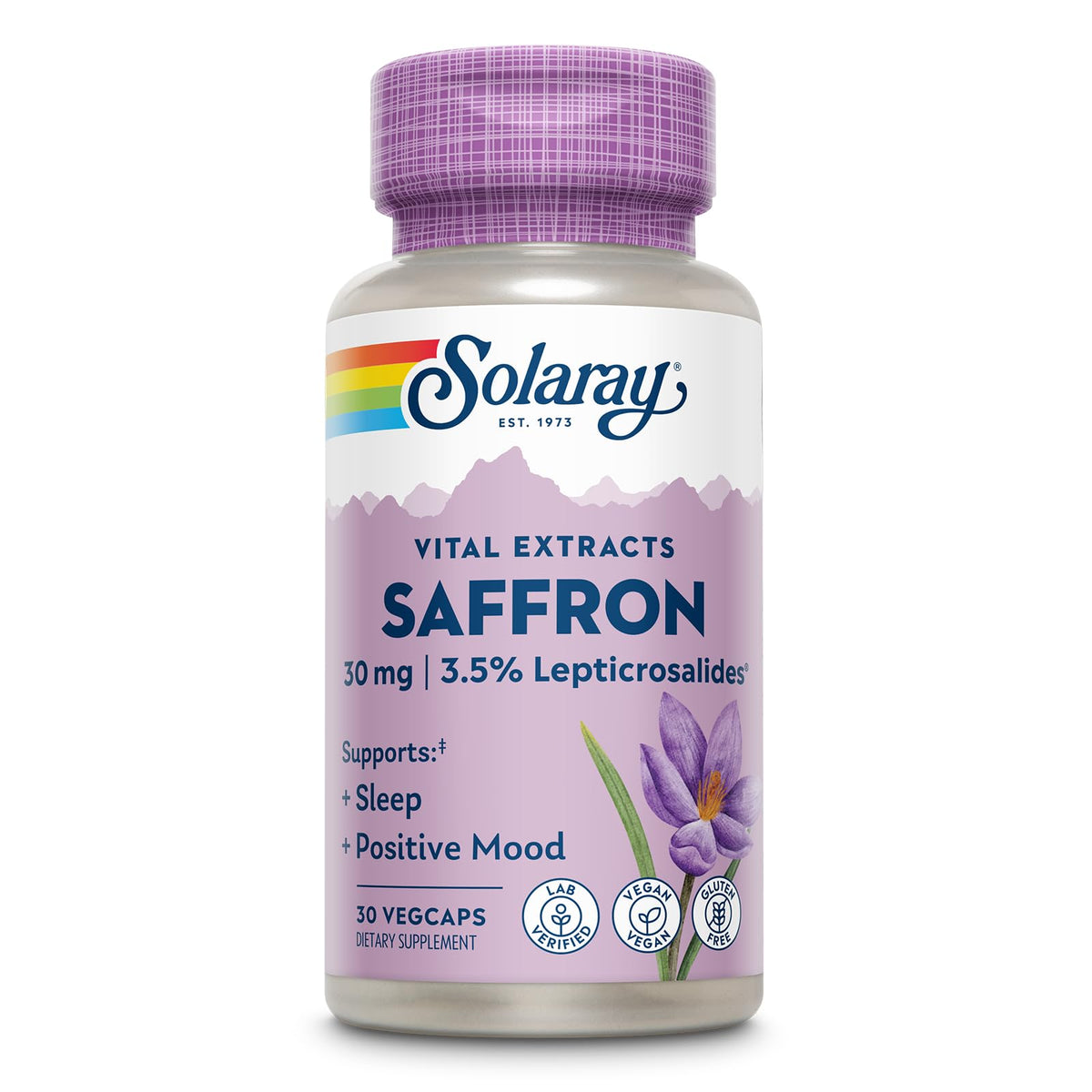 SOLARAY Saffron Extract 30 VegCaps front view
