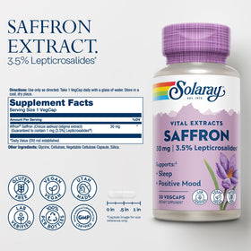 SOLARAY Saffron Extract 30 VegCaps side view