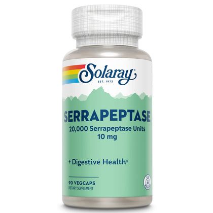SOLARAY Serrapeptase Enzyme Supplement 10 mg front view of packaging
