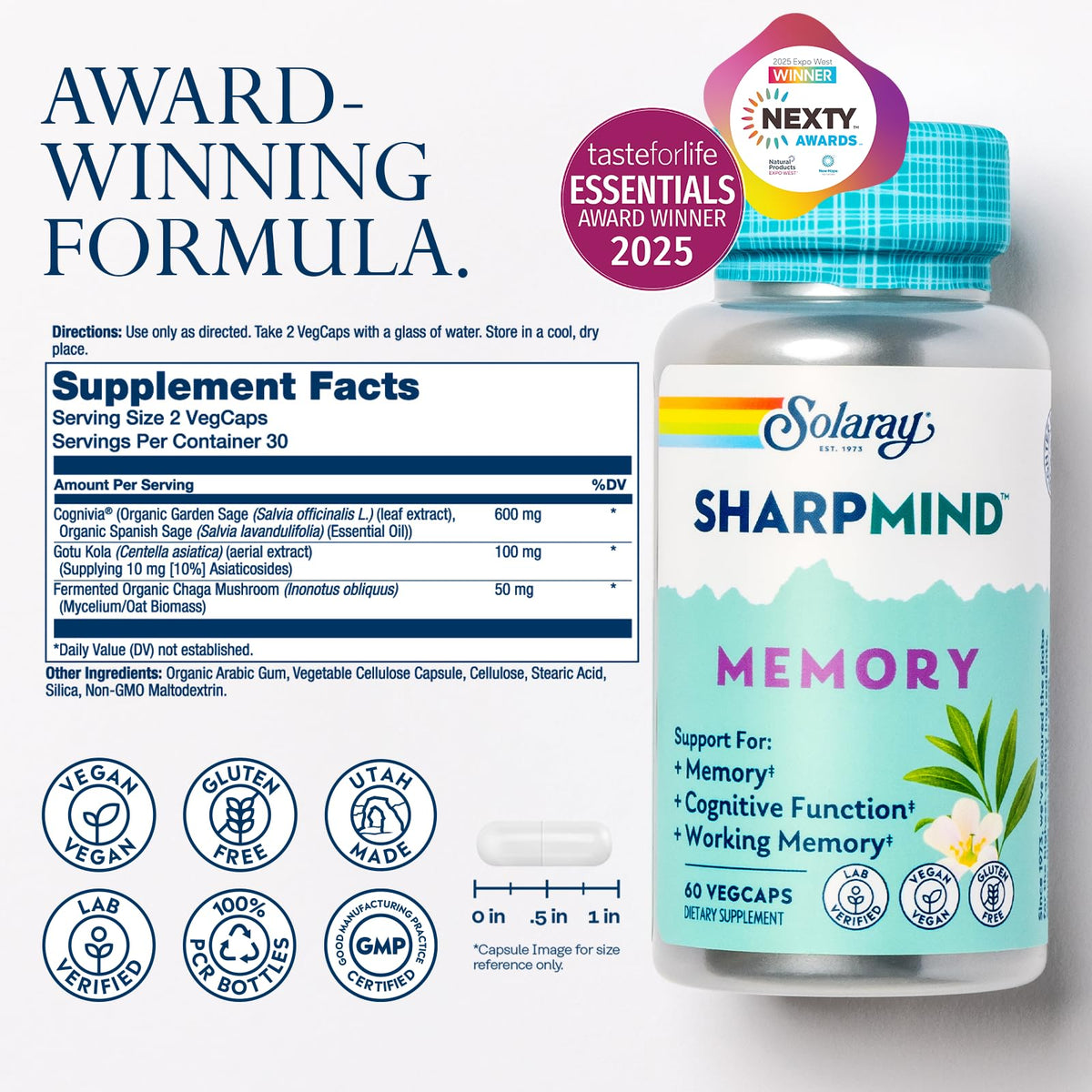 SOLARAY SharpMind Memory Formula bottle with label