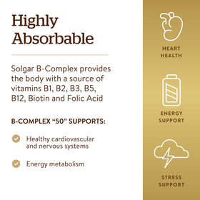 Solgar B-Complex 50 vegetable capsules with packaging