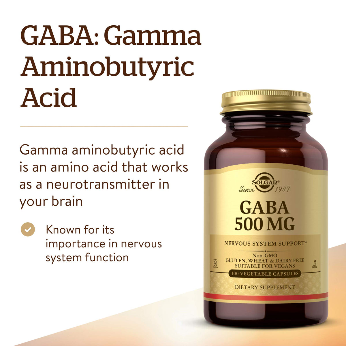 Solgar GABA 500 mg vegetable capsules close-up of capsules