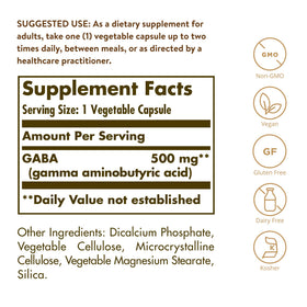 Solgar GABA 500 mg vegetable capsules side view