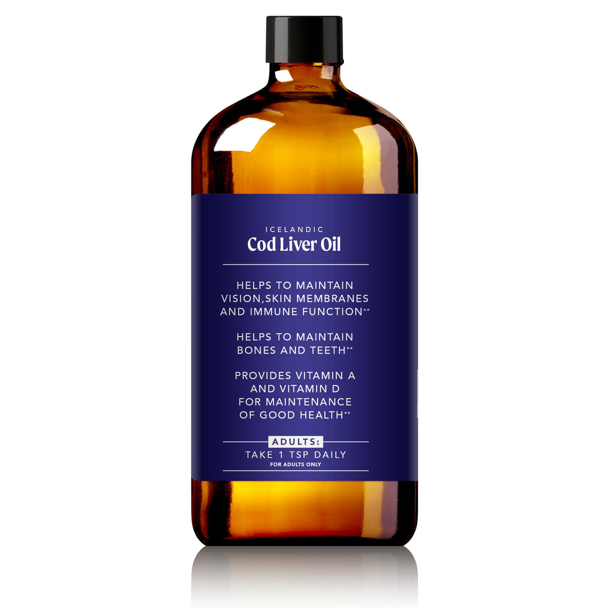 SOULSATION Icelandic Cod Liver Oil Liquid 16oz bottle on a kitchen counter