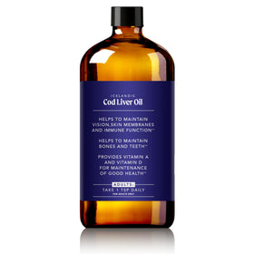 SOULSATION Icelandic Cod Liver Oil Liquid 16oz bottle on a kitchen counter