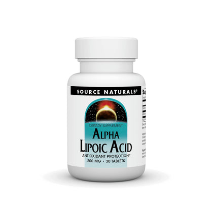 Source Naturals Alpha Lipoic Acid 200 mg tablet front view