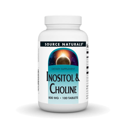 Source Naturals Inositol & Choline 800 mg vegetarian tablets front view