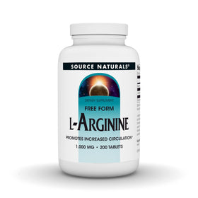 Source Naturals L-Arginine 1000 mg 200 Tablets front view