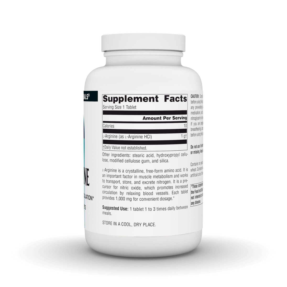 Source Naturals L-Arginine 1000 mg 200 Tablets packaging