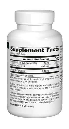 Source Naturals N-Acetyl L-Tyrosine 120 Tablets bottle on a table