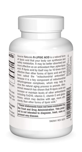 Source Naturals R-Lipoic Acid 100mg bottle side view