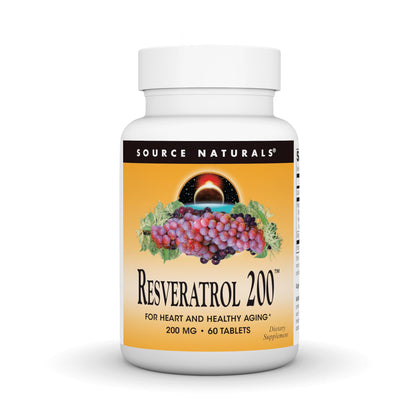Source Naturals Vegan Resveratrol 200 mg 60 Tablets front view