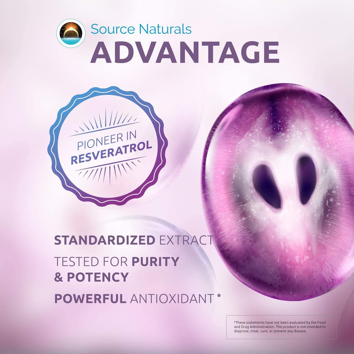 Source Naturals Vegan Resveratrol 200 mg 60 Tablets on a wooden table