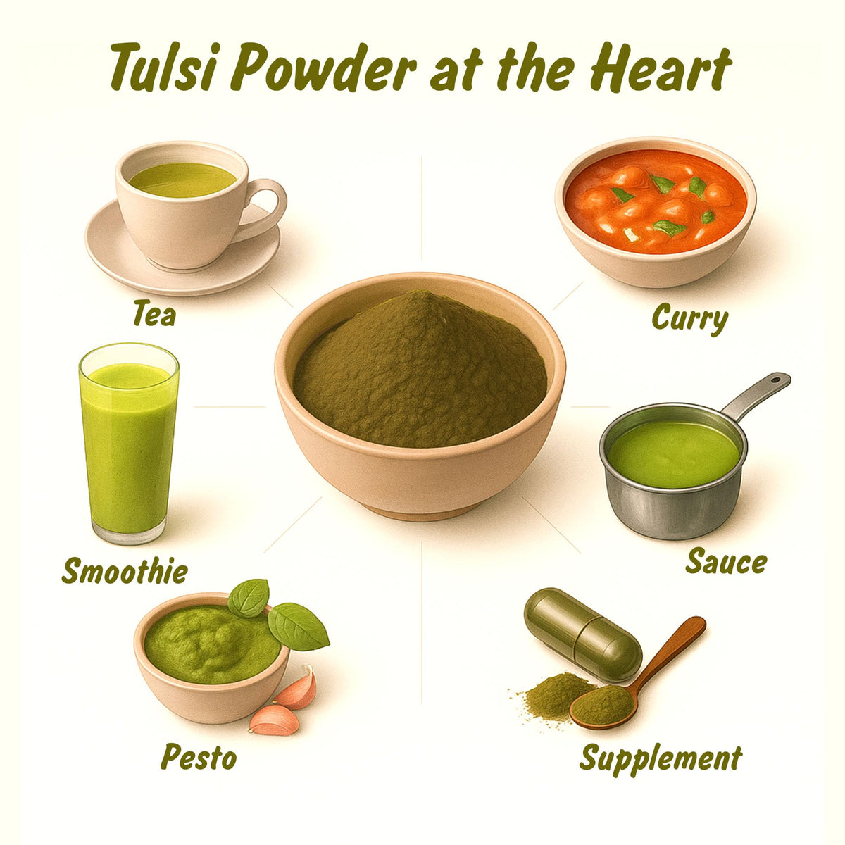 Spice Profile Organic Holy Basil Powder in a kitchen setting
