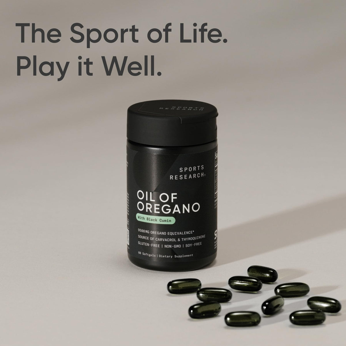 Sports Research logo on Oil of Oregano 9500mg packaging
