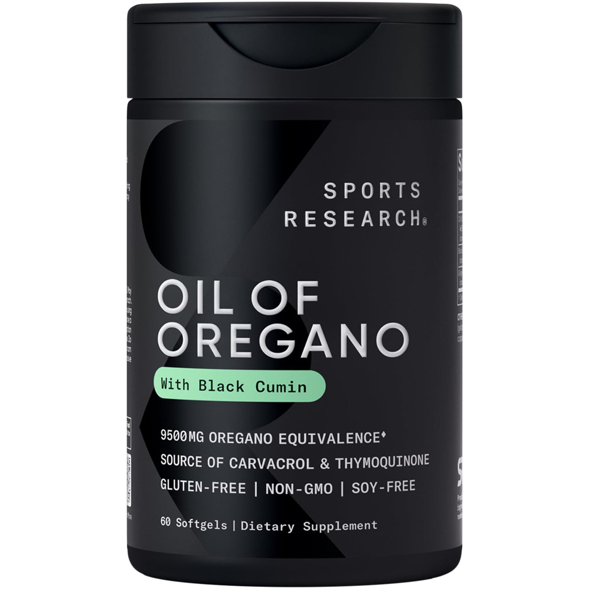 Sports Research Oil of Oregano 9500mg with Black Seed Oil softgels front view
