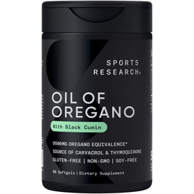 Sports Research Oil of Oregano 9500mg with Black Seed Oil softgels front view