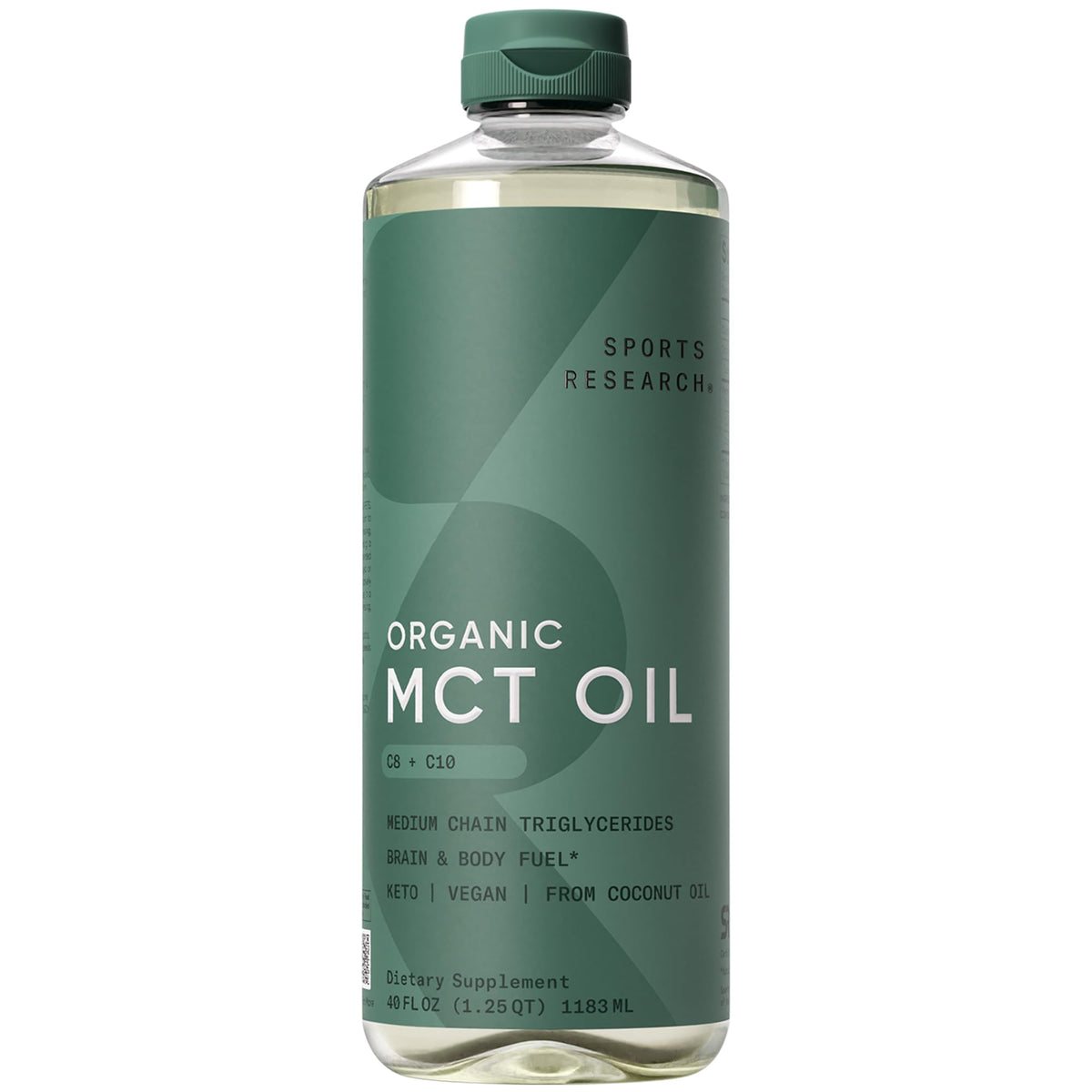 Sports Research Organic Coconut MCT Oil 40oz bottle front view