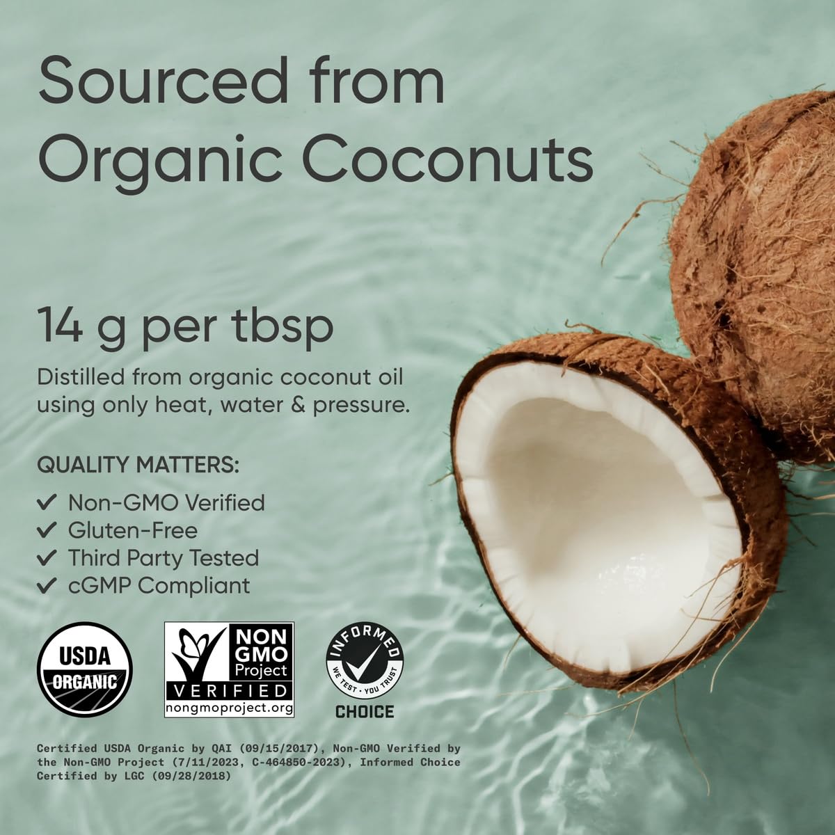 Sports Research Organic Coconut MCT Oil 40oz bottle side view