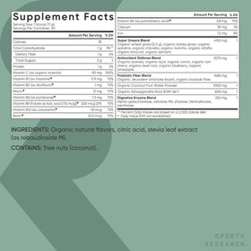 Sports Research Organic Greens Superfood Powder 11.6oz Pineapple Coconut serving suggestion