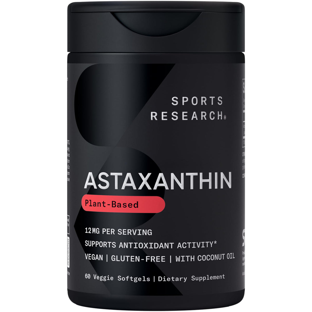 Sports Research Vegan Astaxanthin 12mg capsule bottle front view