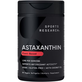 Sports Research Vegan Astaxanthin 12mg capsule bottle front view