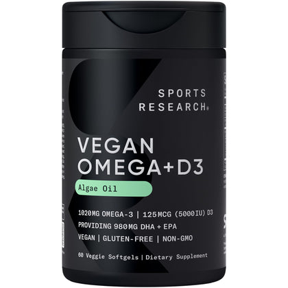 Sports Research Vegan Omega-3 Algae Oil 1400mg front view