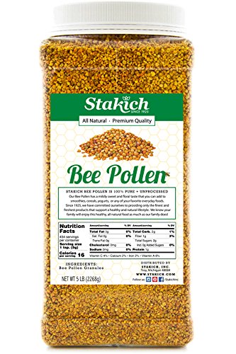 Stakich Bee Pollen Granules 5 lb front view