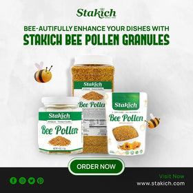 Stakich Bee Pollen Granules with smoothie ingredients