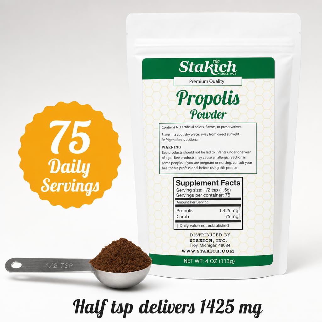 Stakich Bee Propolis Powder 4 Ounce back view