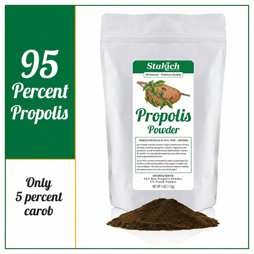 Stakich Bee Propolis Powder 4 Ounce side view