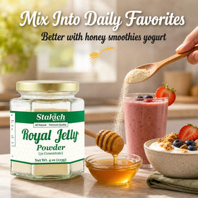 Stakich Royal Jelly Powder 3X Concentrate fine powder close-up