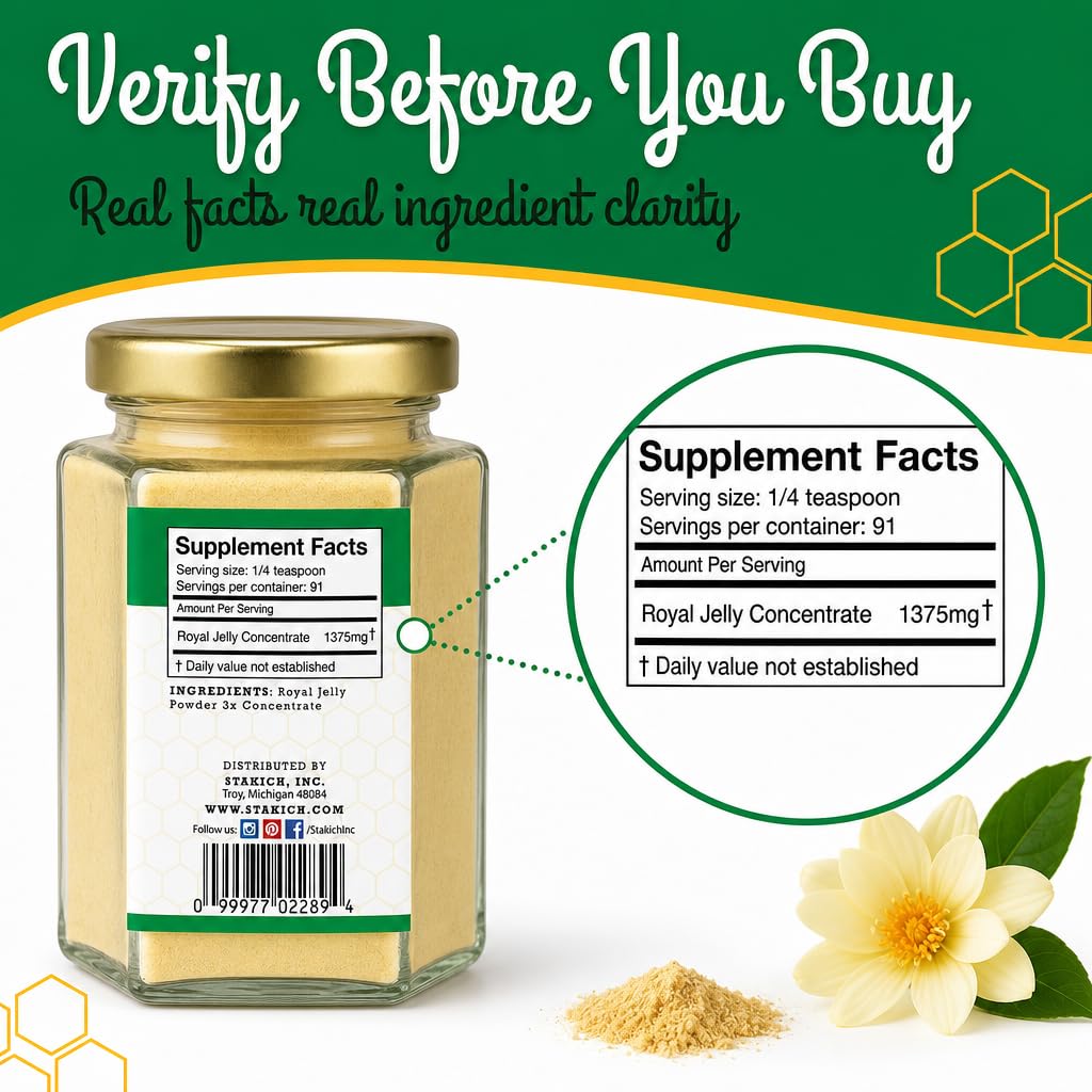 Stakich Royal Jelly Powder 3X Concentrate in yogurt