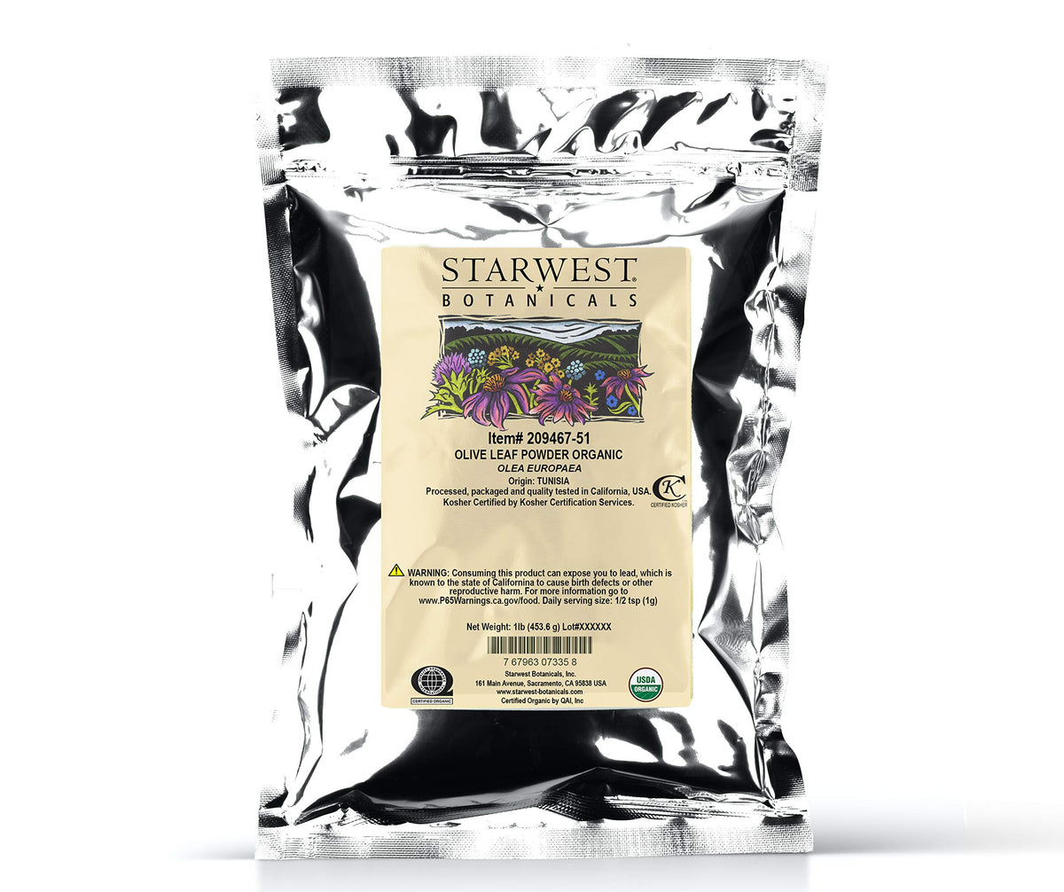 Starwest Botanicals Organic Olive Leaf Powder 1 lb front view