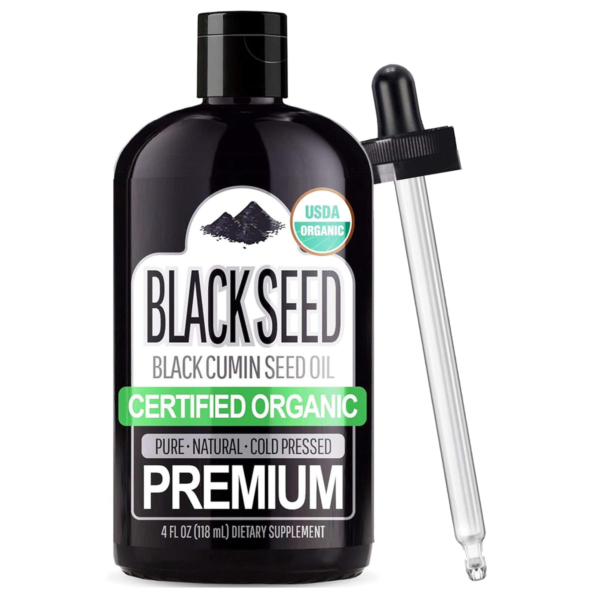 Sun Essential Oils Black Seed Oil dropper and bottle close-up