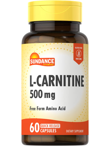 Sundance L-Carnitine L-Tartrate 500mg supplement capsule bottle front view