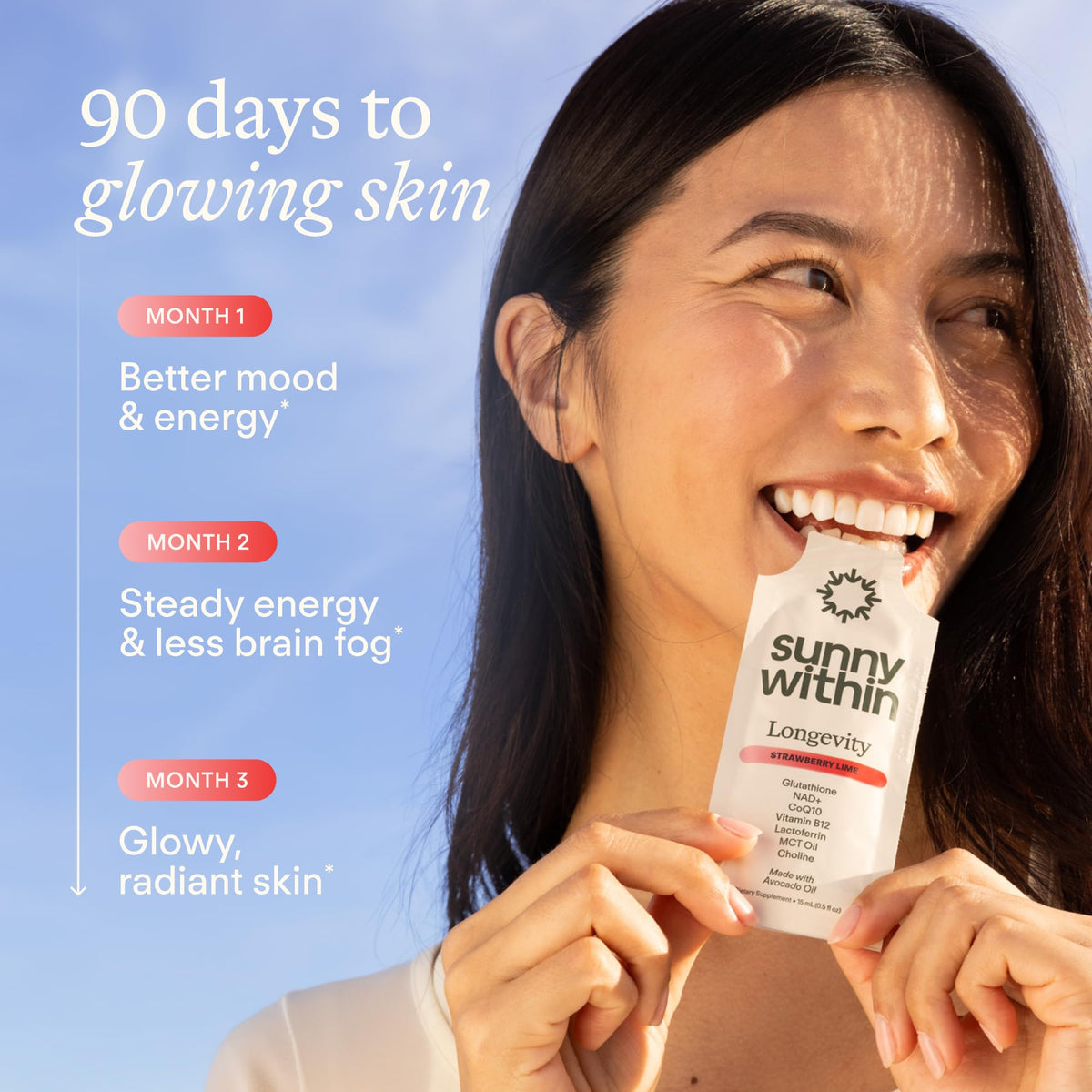 Sunny Within Liposomal Glutathione Supplement Strawberry Lime flavour close-up