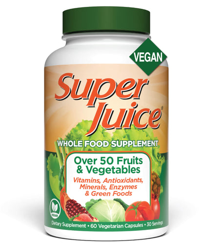 Super Juice Wholefood Supplement 60 Count bottle front view