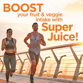 Super Juice Wholefood Supplement on a kitchen counter