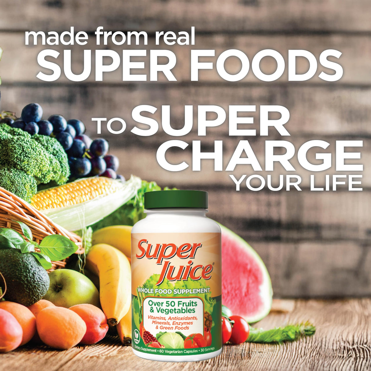 Super Juice Wholefood Supplement tablets close-up